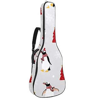 Housse pour guitare acoustique – Motif pingouin en hiver – 1 cm d’épaisseur – Imperméable – 101,6 cm, 104,1 cm, 106,7 cm… - Les Beatles, Paul McCartney, John Lennon, RIngo Starr, George Harrison