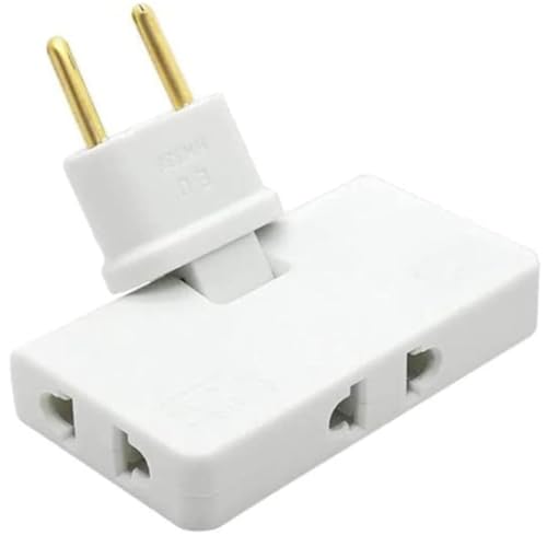 Adaptador Enchufe Plano de Toma de Pared, Enchufe múltiple, Adaptador de Enchufe con 3 Salidas, Enchufe Giratorio 180º, Enchufe Plano 3 Tomas, Enchufe Plano, 250 V Toma Tierra 10A, Blanco