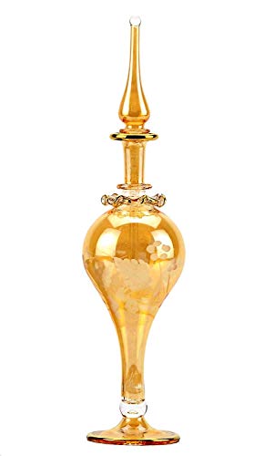 NileCart 9 in. Egyptian Perfume Bottle large size 100 ml. handmade in Egypt For your perfume, essential oils, Egyptian decoration or party table centerpiece (Honey) - image 1