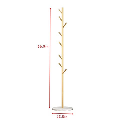 Doorxifo Gold Coat Racks, Metal Coat Rack Freestanding With Hooks, Entryway Coat Rack Stand, Coat Racks With Marble Base, Coat Tree For Hanging Clothes, Hats, Bags #TOP3