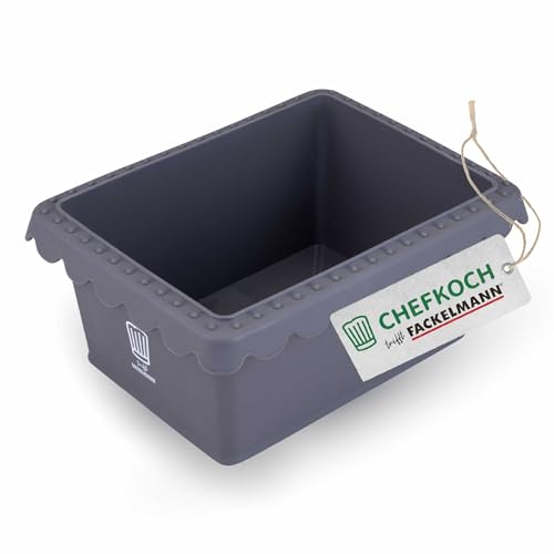 Chefkoch trifft Fackelmann Mini-Kastenform für Heißluftfritteuse und Backofen – Ideal für Brot und Kuchen, Silikonform für Airfryer, Dunkelgrau, 17x13x7,5 cm, für 500g Teig geeignet