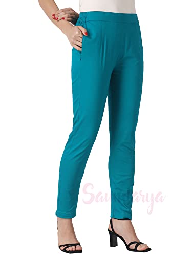 Image of Saundarya Women's Regular Fit Stretchable Cotton Trousers Pants