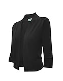 Cielo Women's Knit Cropped Sweater Layered Shirttail Sweater Bolero Cardigan (Medium, SW620 Black)