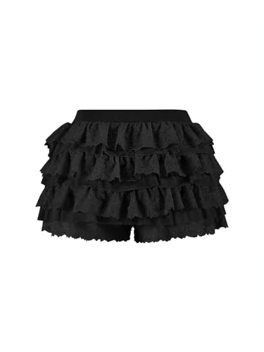 Women Y2K Lace Multi-Layered Bloomers, Lolita Ruffle Shorts, Sexy Short Pumpkin Pants, Elastic Waist Sweet Pettipants2