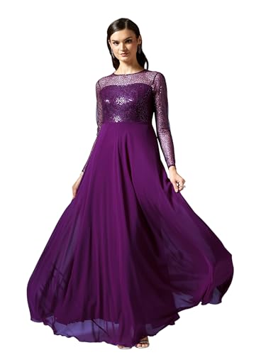 Image of Miss Chase Women's Long Sleeve Sequin Maxi Dress