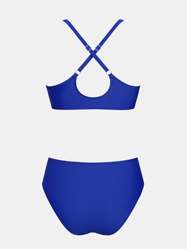 Image of CUPSHE Women's V Neck Bikini Sets Crossback Two Piece Swimsuit | Bunny Tie,Soft Removable Cups,Adjustable Straps,Mid Rise,Flattering Bathing Suit For Vacation And Beach
