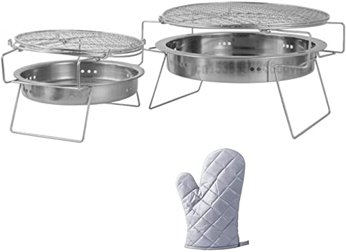Barbecue four extérieur rond pliable en acier pour cuisson de camping au charbon