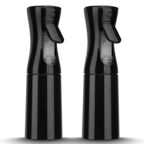 Image of Continuous Mist Spray Bottle, 6.8OZ /200ML Hair Mister, Fine Mist Water Spray for Salons, Barber, Plants, Skin Care, Cleaning (Black, 2 Pack)