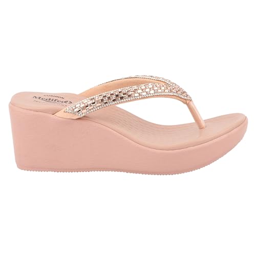 Image of Medifeet Slip-On Wedges Sandals II Rhinestones and Crystals Sandals II Cushion Fashion Sandals For Women's