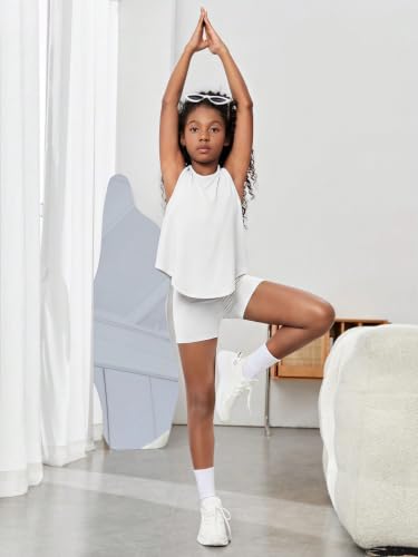 Image of BEAUDRM Girl's 2 Piece Workout Outfits Crop Top and Shorts Athletic Sets