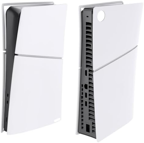 Silicone Case for PS5 Slim Console Digital Edition, Skin Protective Case Shell Dustproof Anti-Scratch Side Plate Protector Cover (White)