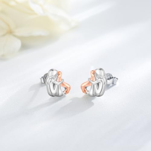 Image of 925 Sterling Silver Dog Earrings Cute Animal Puppy Stud Earrings Dog Jewelry Gifts for Women Girls Pet Lover Hypoallergenic Earrings for Sensitive Ears
