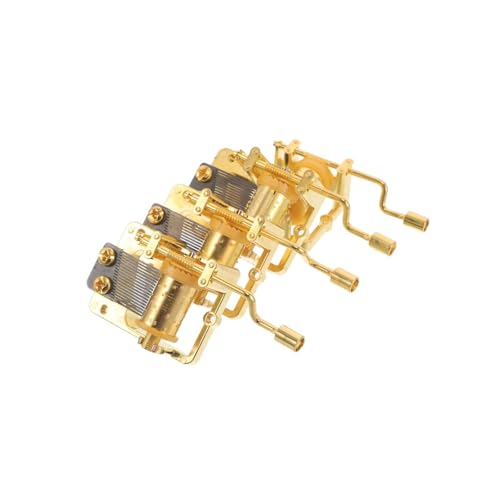 HANABASS 4 Piezas Mecanismo de Caja Musical Manivela de Metal Dorado para Reemplazo, Rendimiento Estable y Sonido Suave Adecuado para Reparaciones y Regalos