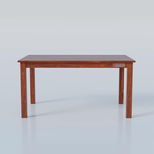 Image of DRIFTINGWOOD Tiya Solidwood Dining Table 4 Seater with Floral Design Cushions | Four Seater Dinning Table with 4 Chairs for Home | Rosewood, Honey Finish, Self Assembly(DIY)