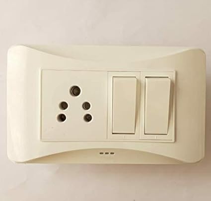 Modular Plate SIZE-4M with 2 Switch 6Amp & 1 Socket 5 PIN 6Amp Complete Set PCS 1 (White Plate)