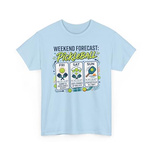 Funny Pickleball Shirt Weekend Forecast Pickleball Tee Paddle Player T Shirt Father’s Day Present Sports Top Light Blue