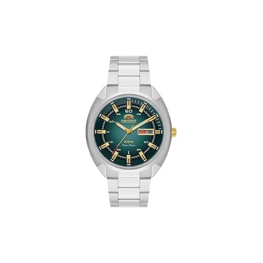 ORIENT Relógio Masculino 3 Stars NH3SS006 E1SX Automático em Aço Inoxidável com Mostrador Verde Texturizado e Calendário Duplo