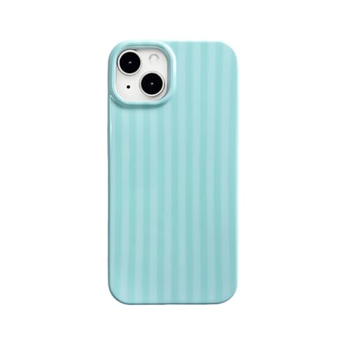 Coque de téléphone à rayures bleu sarcelle pour iPhone 14 protection tendance 6.1" fille