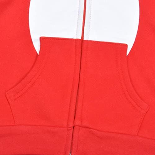 Toddler Cartoon Jacket Boys And Girls Long Sleeve Hooded Cardigan Jacket Red Animal Print Zipper (Red, 6-7 Years)4