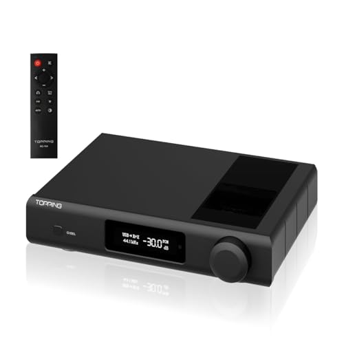 Topping D90III Discrete 1Bit DAC Preamplifier with PSRM Module, USB/Bluetooth/Optic/Coaxial/AES/IIS to RCA/XLR Full Balanced Digital-Analog Converter, Desktop Audio Decoder Support Ten-Band PEQ(Black)