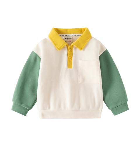 Toddler Baby Boy Girl Cotton Pullover Sweatshirt Polo Henley Long Sleeve Button Down T Shirts Color Block Fall Tops