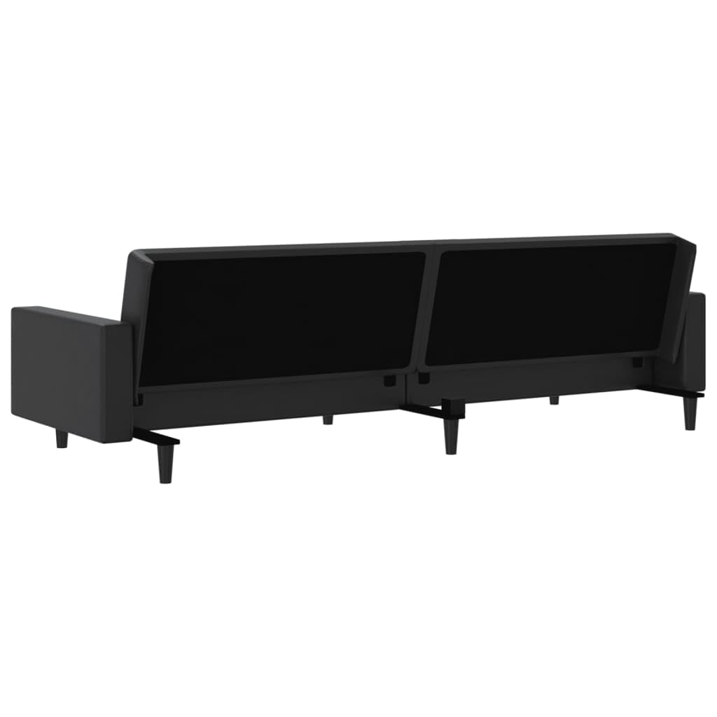 vidaXL Sofá Cama de 2 plazas Cuero sintético Negro