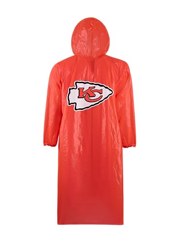 Image of NFL Waterproof Rain Poncho for Adults, Sporty, Elastic Sleeves and Drawstring Hood, Unisex Rain Coat
