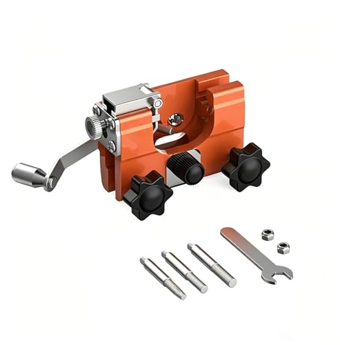 Hand Crank Chainsaw Sharpener Jig Kit Clamp On Portable Chainsaw Chain Sharpener with 5 Grinding Bits Universal Chain Saw Sharpening Tool for All Chainsaws