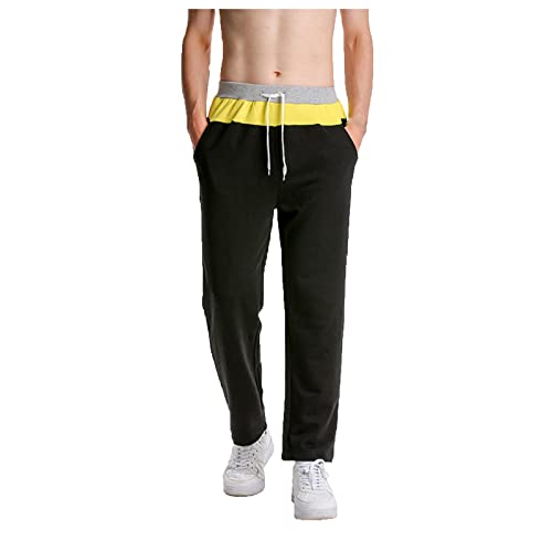 Hatop Men's Joggers Pants Athletic Loose-fit Wide Leg Rope Trousers Casual Workout Running Pants Black