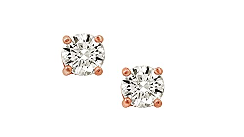 Rose Gold Plated Sterling Silver Cubic Zirconia Stud Earrings #TOP18