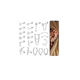 FIOROYAL 21 Piezas Piercing Oreja Acero Quirurgico Pendientes Mujer Chapados en Oro de 14K Pendientes Hipoalergenicos Mujer CZ Aro Pendiente Pequeño Conch Piercing Tragus Helix Cartílago S