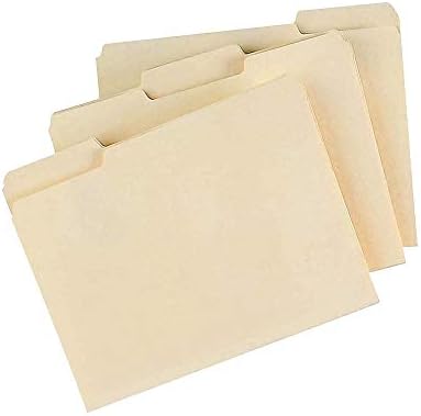 Staples 116657 Manila File Folders Letter 3 Tab Assorted Position 100/Box