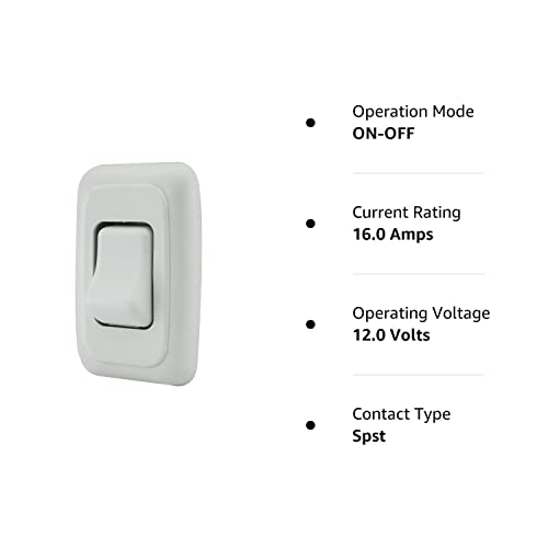Single Spst On-Off Switch With Bezel, 12-Volt, For Rv, Trailer, Camper (White) #TOP6
