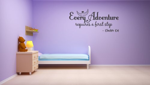 Every Adventure Requires A First Step Cheshire Cat Wall Quote Wall Decals Wall Decal Wall Sticker #TOP1
