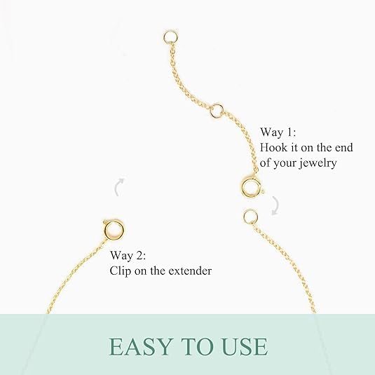 Image of 14K Gold Chain Extender for Women, Yellow Gold /White Gold /Rose Gold Adjustable Gold Necklace Anklet EXtension Chain, Available in 2 /3 /4 Inch