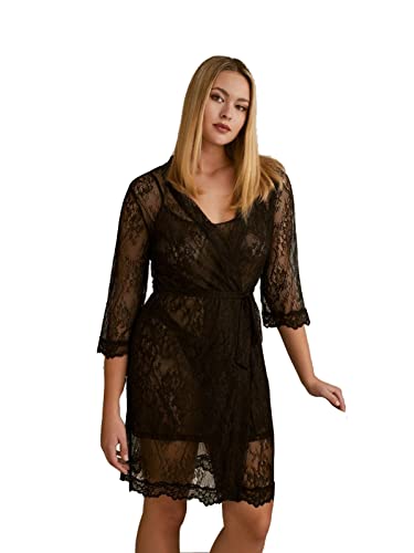 Kimono femme dentelle noir LN4984 pour sublimer style