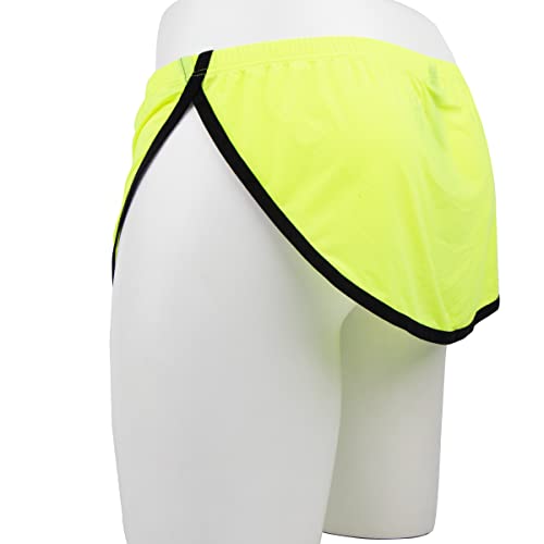 Zonbailon Mens G String Shorts Split Side Sexy Bulge Enhancing Underwear T Back Thong Boxer Briefs Fluorescent-Green #TOP3