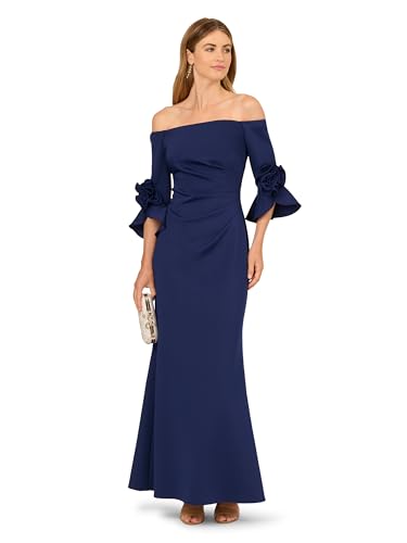 Image of Adrianna Papell Rosette Scuba Crepe Gown