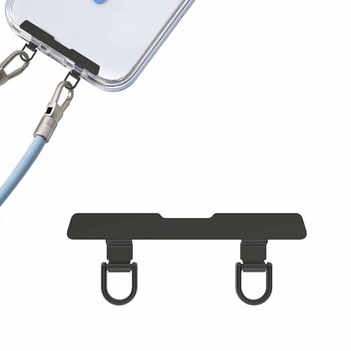 KASELIN スマホストラップホルダー 【 2口タイプ ・0.2mmの超薄型・浮きにくい湾曲設計】 ステンレス製 携帯ストラップホルダー 耐荷重能力が高い スマホストラップホルダー スマホケースに挟む 薄型 充電影響なし 落下紛失防止iPhone対応 全機種対応 スマホアクセサリー (ブラック)