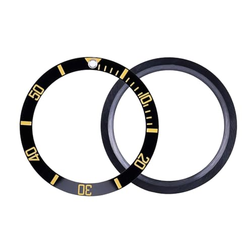 SJHDUNBW 38mm �u���b�N �S�[���h �Z���~�b�N �E�H�b�` �x�[�� �C���T�[�g ���[�v �r���v�������i Modding Watch Mod�p�[�c, �u���b�N�S�[���h, One Size