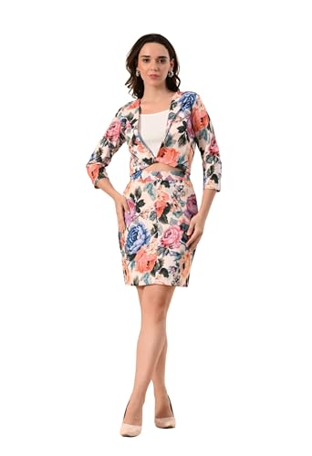 Women’s Floral Crop Coat and Mini Skirt Set with Free White Camis...