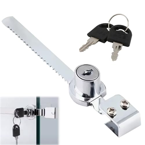 Vitrine Serrure de scie coulissante avec clé, verrou vitrine en verre pour vivarium, terrarium, clé identique (argenté)