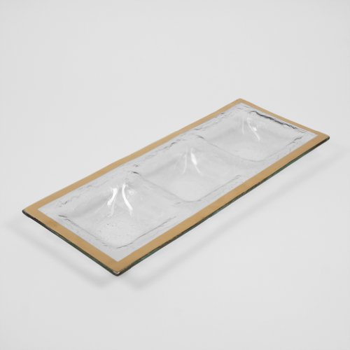 Annieglass Roman Antique Gold Three-Section Tray #TOP2