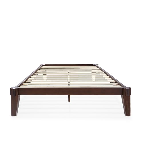 Bme EEVL1 Chalipa 14 Inch Queen Bed Frame - Solid Wood Platform Bed - Japanese Joinery Bed Frame - Wood Slat Support - No Box Spring Needed - Easy Assembly - Minimalist & Modern Style, Walnut thumb #11
