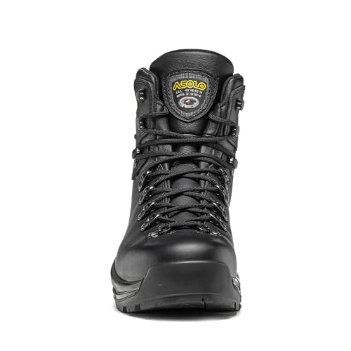 ASOLO Men's TPS 520 GV Evo Waterproof Round Toe Backpacking Boots – Full-Grain Leather Hiking Boots with Vibram Sole, Black, 133