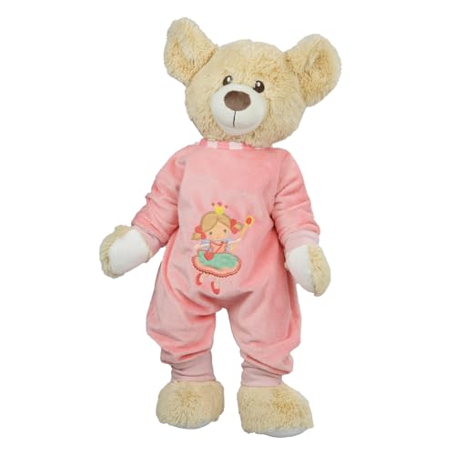 Heless 2581 - Puppen-Strampler Prinzessin Emily, in Rosa, mit Prinzessinnen Bestickung, für Puppen und Kuscheltiere der Größe 35-45 cm