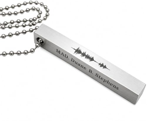 Custom Engraved Sound Wave Pendant Necklace