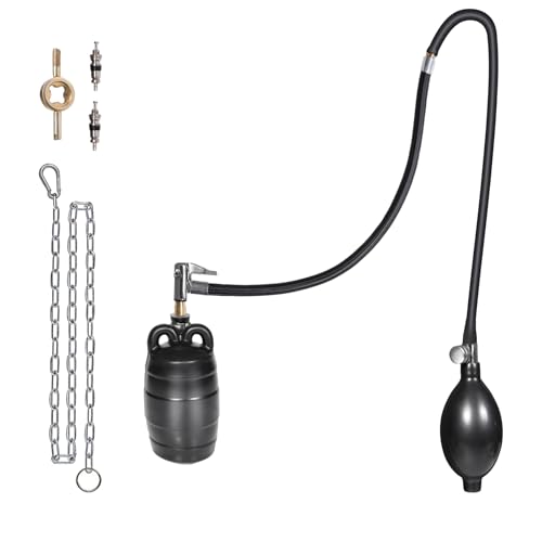 Vizava 2 Inch Inflatable Pipe Plug Balloon Kit with Extension Hose,Safety Chain & Pump, Rubber Sewer Test Ball for Drain Blocking, Plumbing Pressure Testing/Leak Detection(Fits 1.8"-2.2" Pipes)