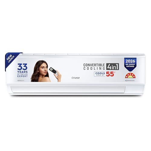 Image of Cruise 1.5 Ton 5 Star, New star rated, Inverter Split AC (Copper, Convertible 4-in-1, Cooling at 55 C, PM 2.5 Filter, New BEE Rated Energy Saving, Anti-Rust Tech, CWCVBM-VQ1D185, White)