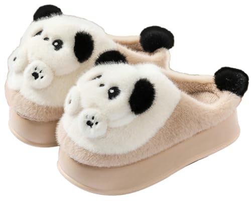 Novelty Panda Plush Animal Slippers Warm Cute Soft Thick Soled Women's Home Cotton Slippers for Indoor Outdoor